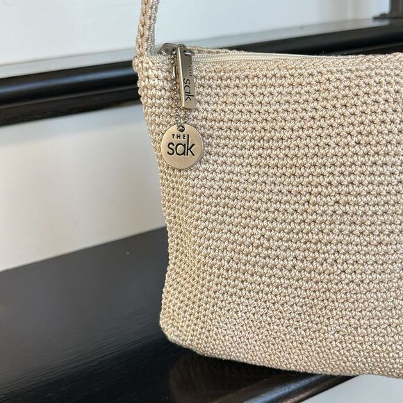 The Sak Neutral Woven Shoulder Purse Double Strap Like New Grab & Go - Picture 2 of 8